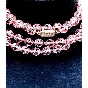Elegant Necklace Faceted Glass Beads Light Pink/Purple Vintage 1960s 23.5”